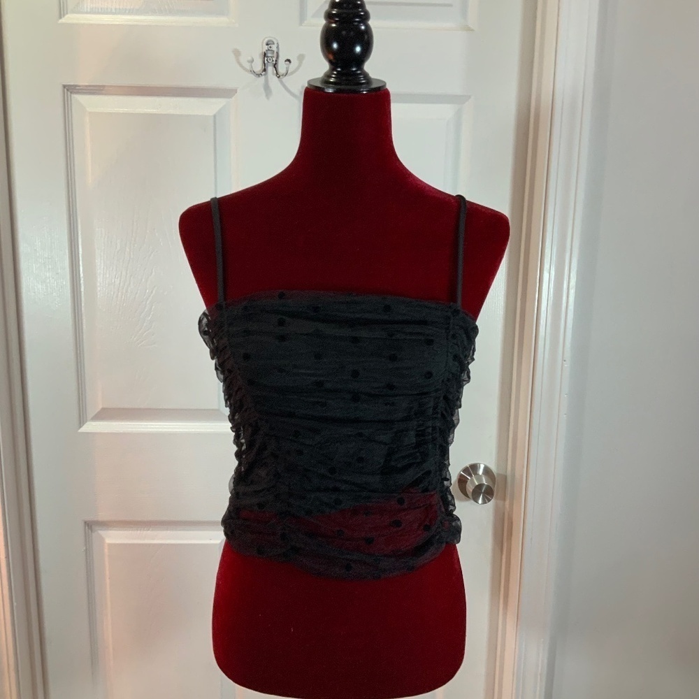 Rachel Zoe Mesh Black Polka Dot Cami Top Size Small New - Picture 2 of 10